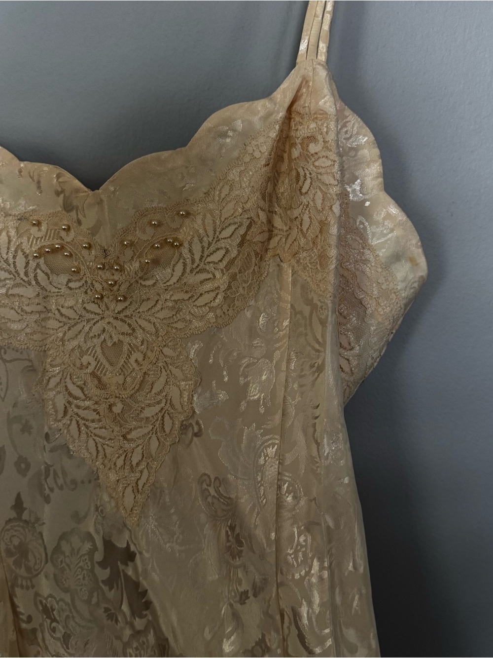 Vintage Victoria’s Secret Gold Label Ivory Satin Lace Nightgown Slip Dress L - Picture 5 of 12